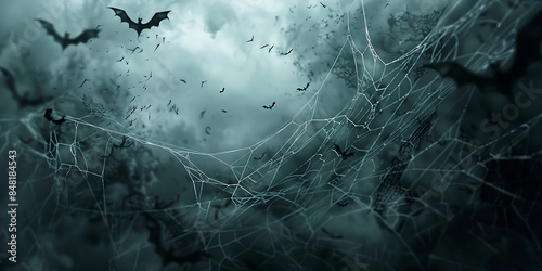 Spider web background, Happy Halloween - Ai Generated