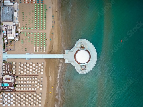 Aerial view of the sea and the velvet beach of Senigallia in the province of Ancona Marche