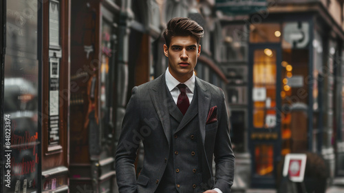 Men's fashion with a tailored suit and tie