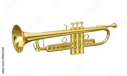 Golden trumpet on transparent background