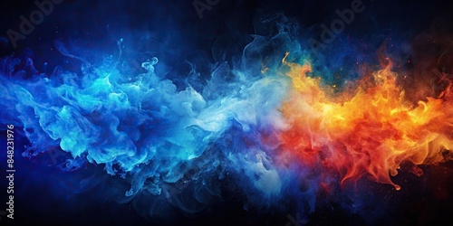 Watercolor-like, fiery aura in shades of navy, cobalt blue, and blue , watercolor, fiery, aura, navy, cobalt blue