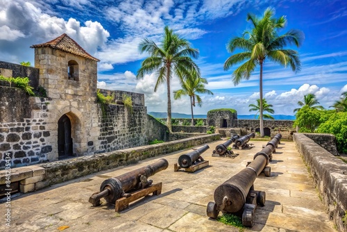 Historic Fort San Pedro in Cebu, Philippines with stone walls and cannons, fortress, defense
