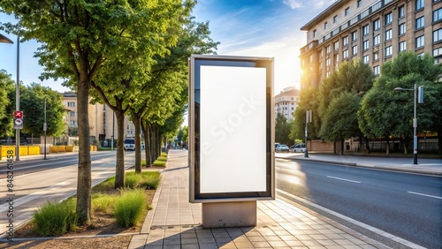 AI generated blank billboard on a street for local outdoor advertising mockup, AI, generated, blank, billboard, street