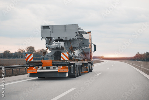 Heavy Lift Flatbed Truck With Out Of Gauge Cargo