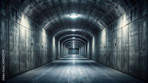 A dark and imposing brutalism tunnel , brutalist, architecture, concrete, structure, design, tunnel, underground, industrial