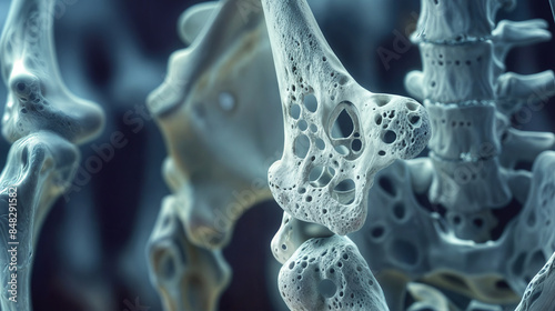 Close-up of bone structure depicting osteoporosis effects