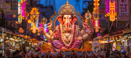 Colorful ganesh chaturthi processions showcasing beautifully adorned idols and traditional attire