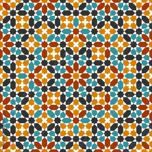 Seamless arabic geometric ornament based on traditional arabic art. Arabian tile. 