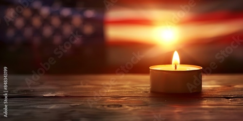 Memorial Day Tribute Condolence Card with Soft Candlelight Glare. Concept Memorial Day Tribute, Condolence Card, Soft Candlelight Glare