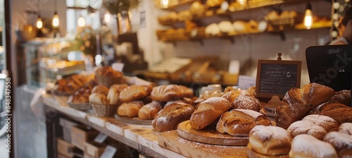 Cozy Bakery with Gluten-Free Bread and Pastries Display, Freshly Baked - Ideal for Cafés, Food Blogs, Menus