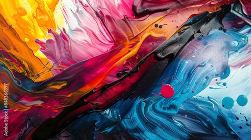 Abstract painting with bright, bold colors.
