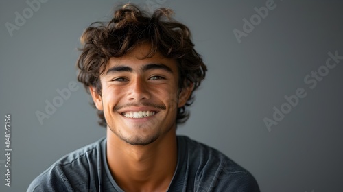 Close up Portrait of a Friendly and Approachable Young Man in a Casual T shirt