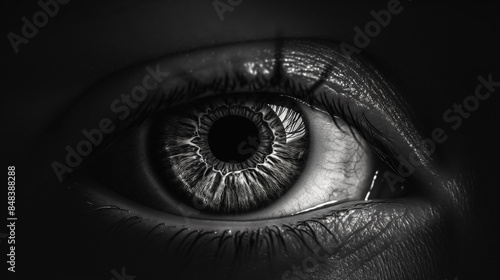O olho humano. close-up em um fundo preto escuro