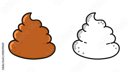 Funny cute happy Turd characters bundle set. Vector hand drawn cartoon kawaii character illustration icon. Cute Turd. Outline cartoon illustration for coloring book