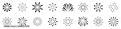 Firework line icon set. Outline set of firework vector icons. Happy new year firework. Vector illustration