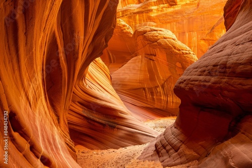 Showcasing the rugged beauty of a canyon landscape, with towering rock formations carved by millennia of erosion 