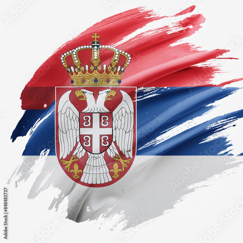 Serbia. Flag of Serbia. Horizontal design. llustration of the flag of Serbia. Horizontal design. Abstract design. Illustration. Map. Space for text. Waving flag. PNG file.