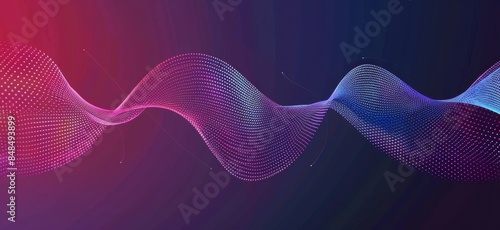 background with sound waves and grid effect pink gradient color blue background, lines in different shades of purple, red and dark gray Generative AI