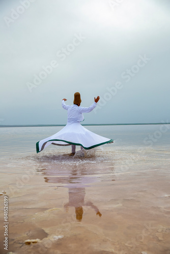 Sunset and whirling at the sea, sufi. sufi whirling (Turkish: Semazen) is a form of Sama or physically active meditation which originated among Sufis.