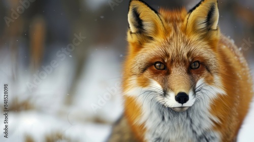Beautiful red fox Animal. Pure natural wildlife photo