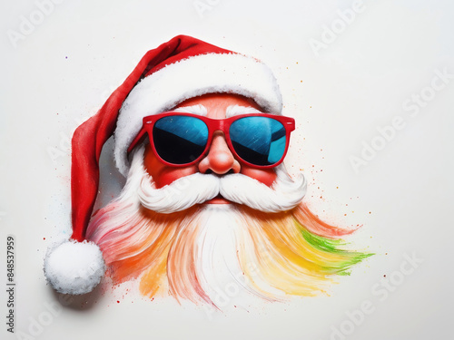 Summer Santa clause wearing sunglasses Christmas, happy holidays, 