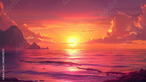 A lovely sunset over the sea a breathtaking natural scene