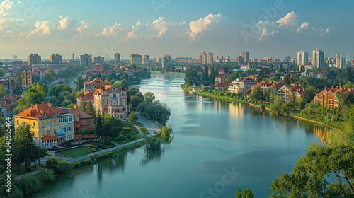 Minsk, Belarus city skyline created with Generative AI technology