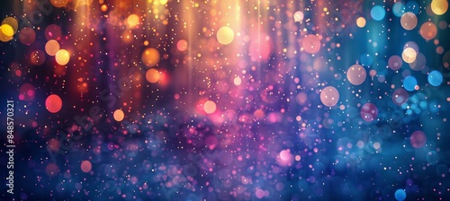 Vibrant purple light burst abstract rays on dark background with pink and gold sparkles