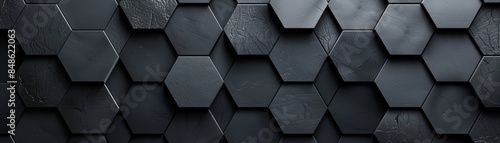 Abstract black hexagonal pattern background.