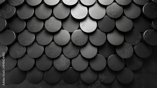 Abstract background of overlapping black circles in a repeating pattern.