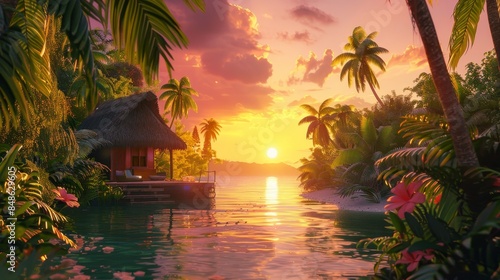 Tropical paradise vibrant skin and island vibes transport viewers to enchanting warmth