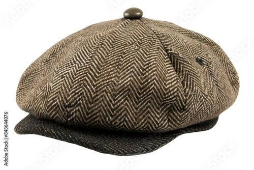 Brown and Black Herringbone Newsboy Cap