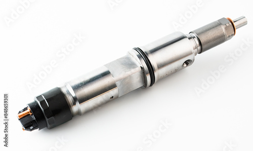 New fuel injector on white background close up