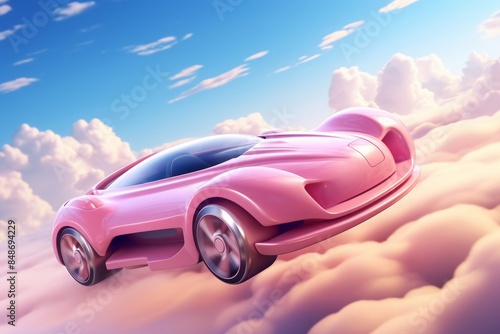 空を飛ぶ車,Generative AI AI画像