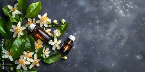 Neroli Essential Oil Extracted from Bitter Orange Tree Blossoms. Concept Benefits, Uses, Extraction Process, Properties, Aromatherapy