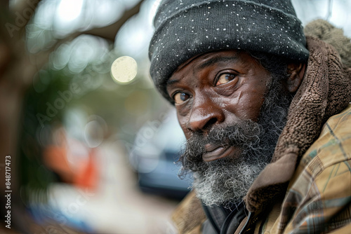 Homeless person attending a job training program to gain employment and self-sufficiency