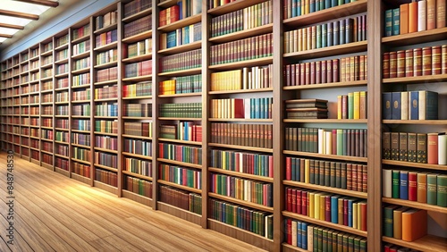 Books lined up neatly on library shelves , education, reading, literature, knowledge, organized, study, research