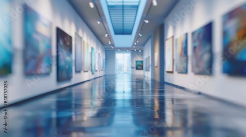 Intentionally blurred post production background of an art gallery