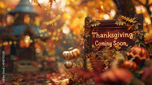 thanksgiving is coming soon. 3d rendering. 