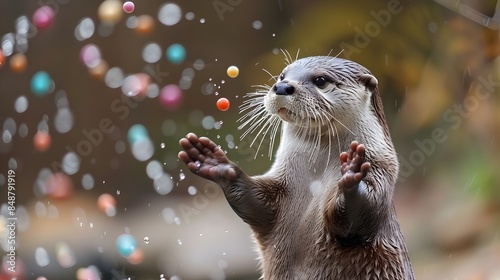 Juggling Otter in Autumn Palette