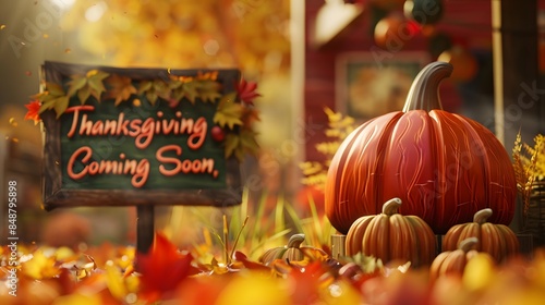 thanksgiving is coming soon. 3d rendering. 