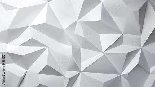 Abstract minimalist geometric triangle lowpoly mosaic pattern. White triangular abstract background.