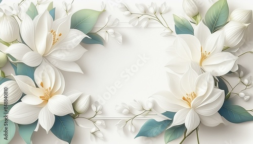 white flower frame