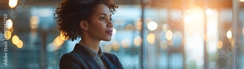 Confident Businesswoman Leading Inspiring Team Meeting in Modern Office Setting