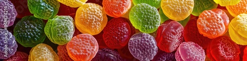 Colorful Sugar-Coated Jelly Candy Assortment Close-Up