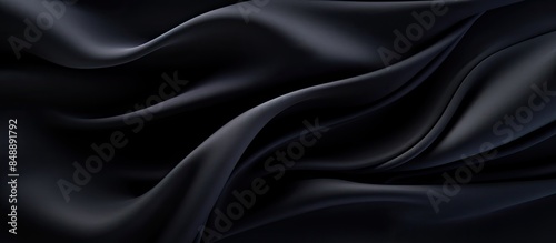 A small dark black pattern on silk fabric creating a textured background with a unique combination of lines colors and shadows perfect for a copy space image