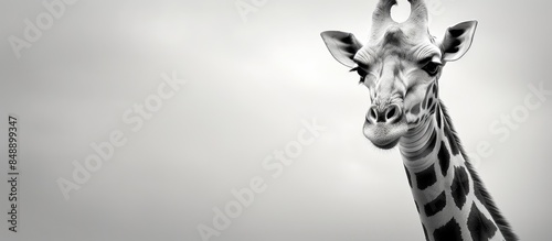 African giraffe in monochrome with copy space image