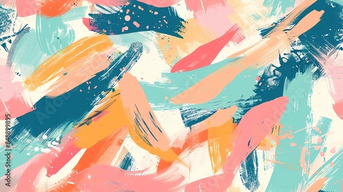Delicate soft pastel Fauvism seamless pattern, hand-drawn with bold, vibrant, and artistic details