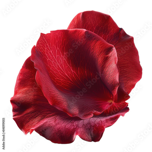 Velvet Petals, Close-up of rich red flower with delicate folds, Luxurious floral design on a transparent background. Generative AI