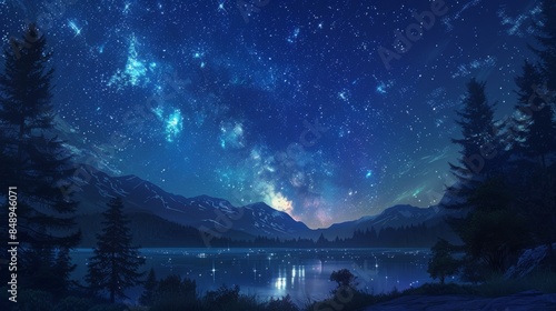 Wallpaper depicting a starry night sky where constellations seem to twinkle and shift over time.